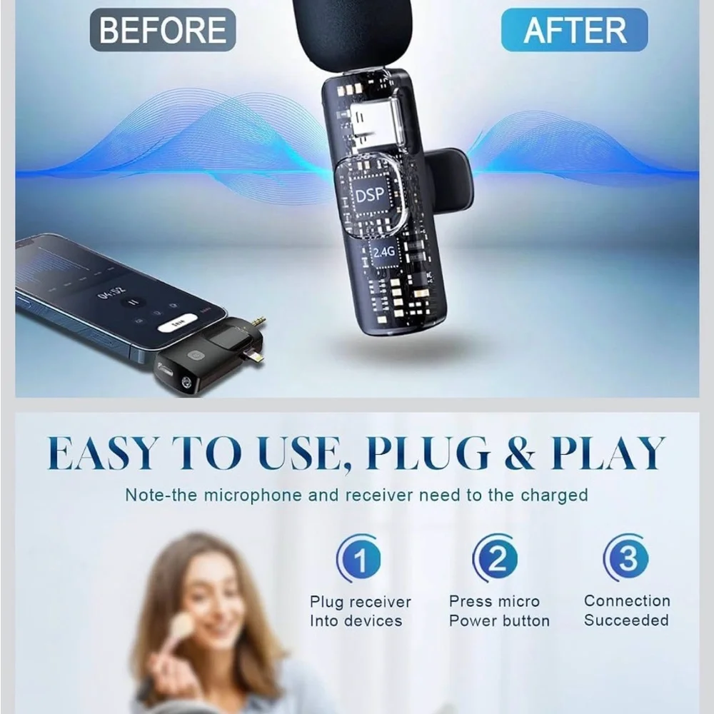 Wireless Microphone Lavalier Set - Black